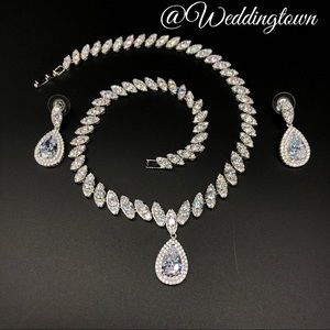 NEW NECKLACE SET S925 statement pear boho